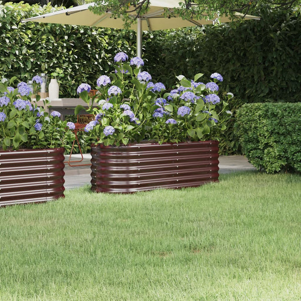 Hochbeet aus verzinktem Stahl, 114x40x36 cm, Braun