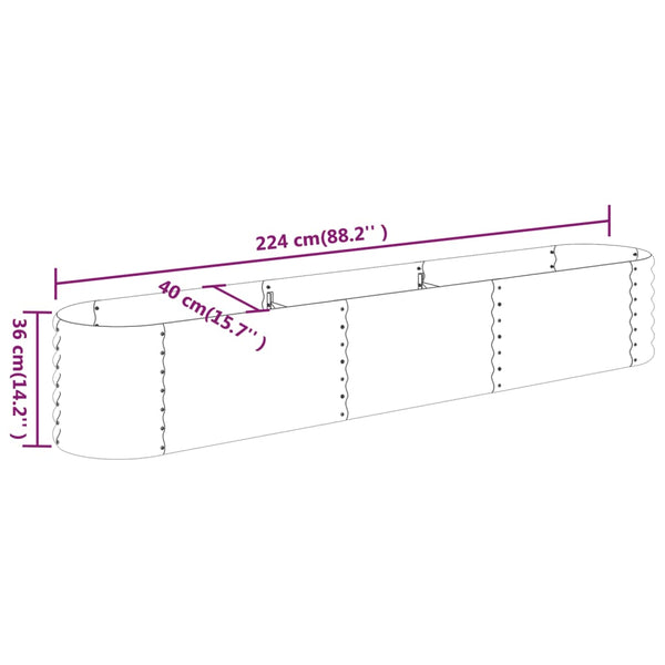 Verzinktes Stahl Hochbeet, 224 cm, Grün