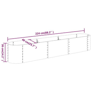 Verzinktes Stahl Hochbeet, 224 cm, Braun