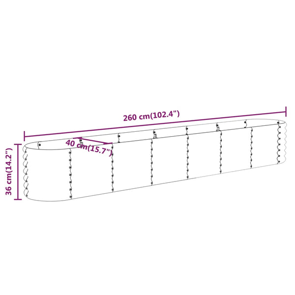 Verzinktes Stahl Hochbeet, 260cm, Grün