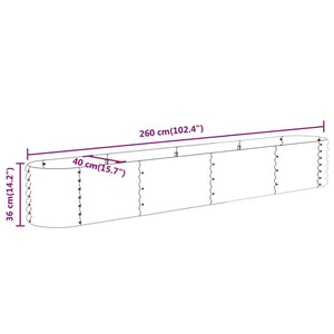 Verzinktes Stahl Hochbeet, 260 cm, Grau