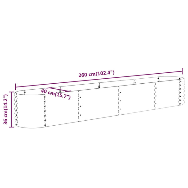 Verzinktes Stahl Hochbeet, 260 cm, Grau