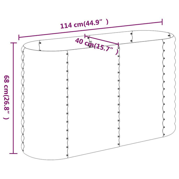 Verzinktes Stahl Hochbeet, 114 cm, Grau