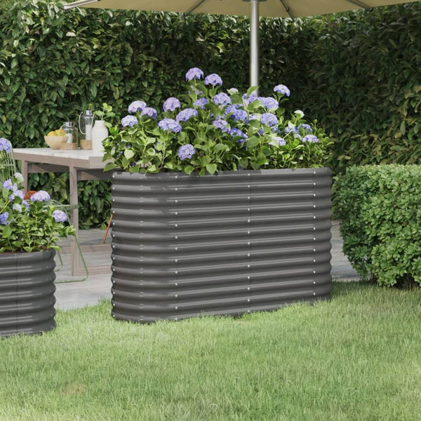Verzinktes Stahl Hochbeet, 114 cm, Grau