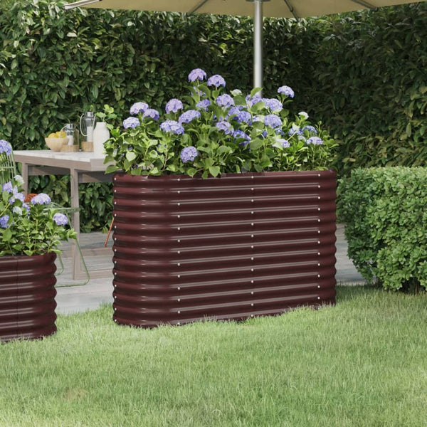 Verzinktes Stahl Hochbeet, 114x40x68 cm, Braun