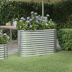 Verzinktes Stahl Hochbeet, 114x40x68cm, Silber