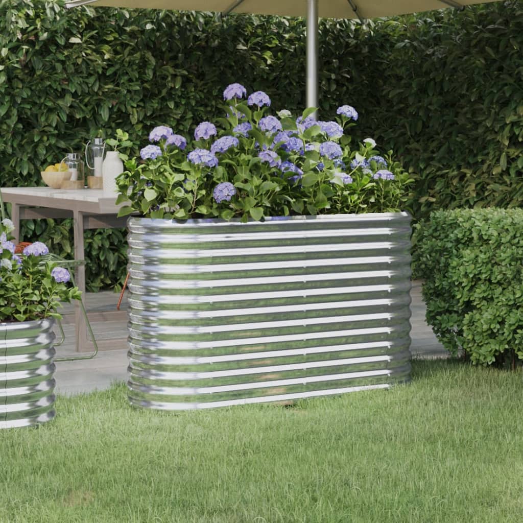 Verzinktes Stahl Hochbeet, 114x40x68cm, Silber