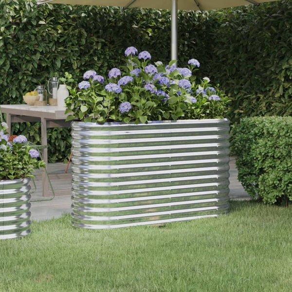 Verzinktes Stahl Hochbeet, 114x40x68cm, Silber