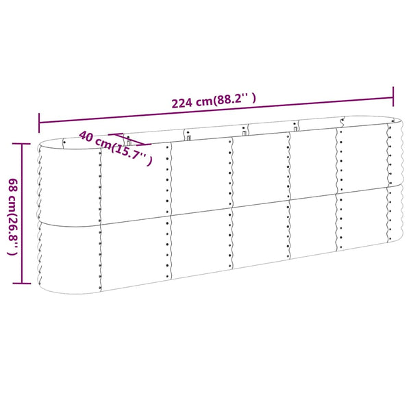 Verzinktes Stahl Hochbeet Anthrazit 224cm