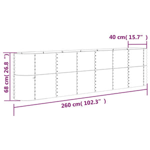 Verzinktes Stahl Hochbeet, 260cm Braun