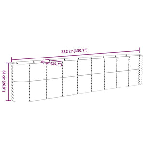 Verzinktes Stahl Hochbeet, 332 cm, Braun