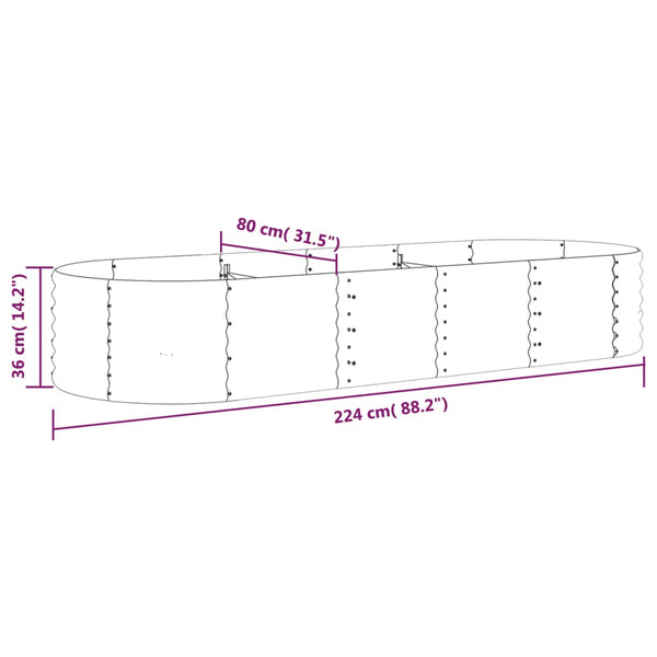 Verzinktes Stahl Hochbeet, 224 cm, Braun