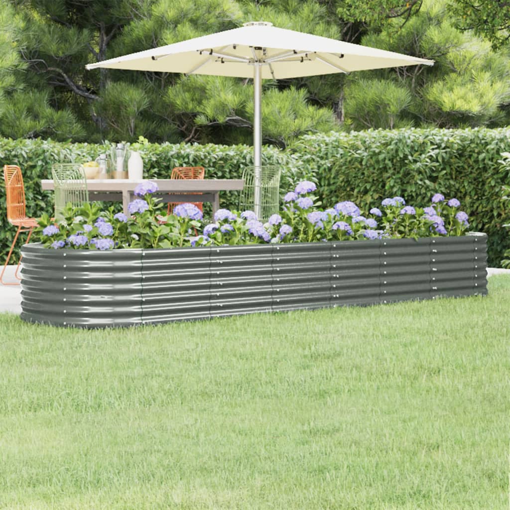 Verzinktes Stahl Hochbeet, 296 cm, Grau