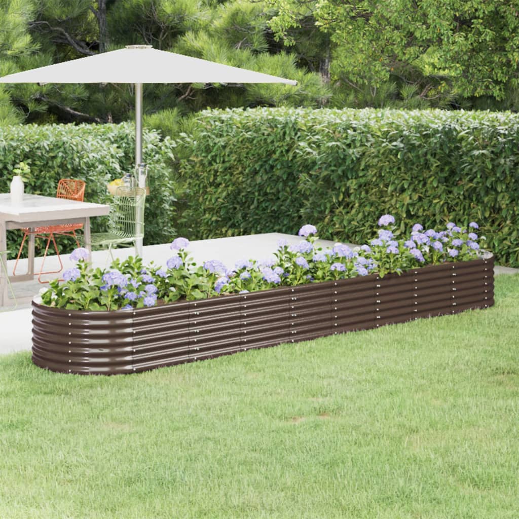 vidaXL Carré potager en acier galvanisé 368x80x36 cm Marron