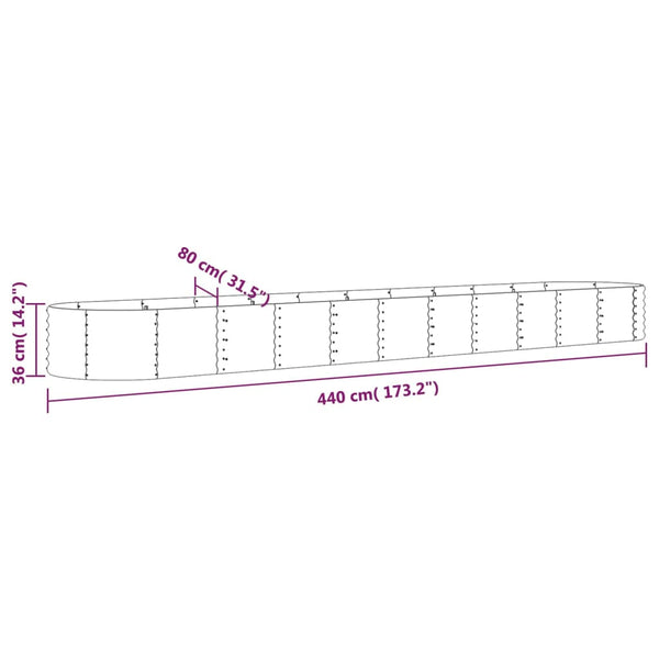 Verzinktes Stahl Hochbeet, 440 cm, Grau