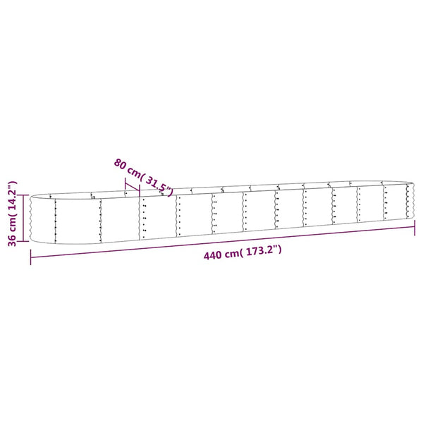 Anthrazit Hochbeet aus verzinktem Stahl 440 cm