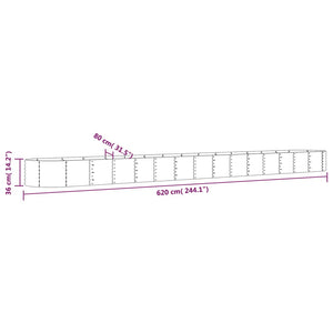 Verzinktes Stahl Hochbeet, 620 cm, Grau