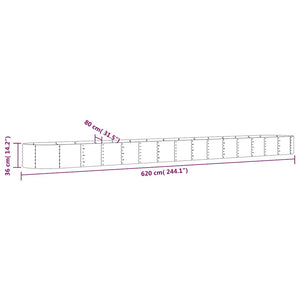 Verzinktes Stahl Hochbeet Anthrazit 620x80x36 cm