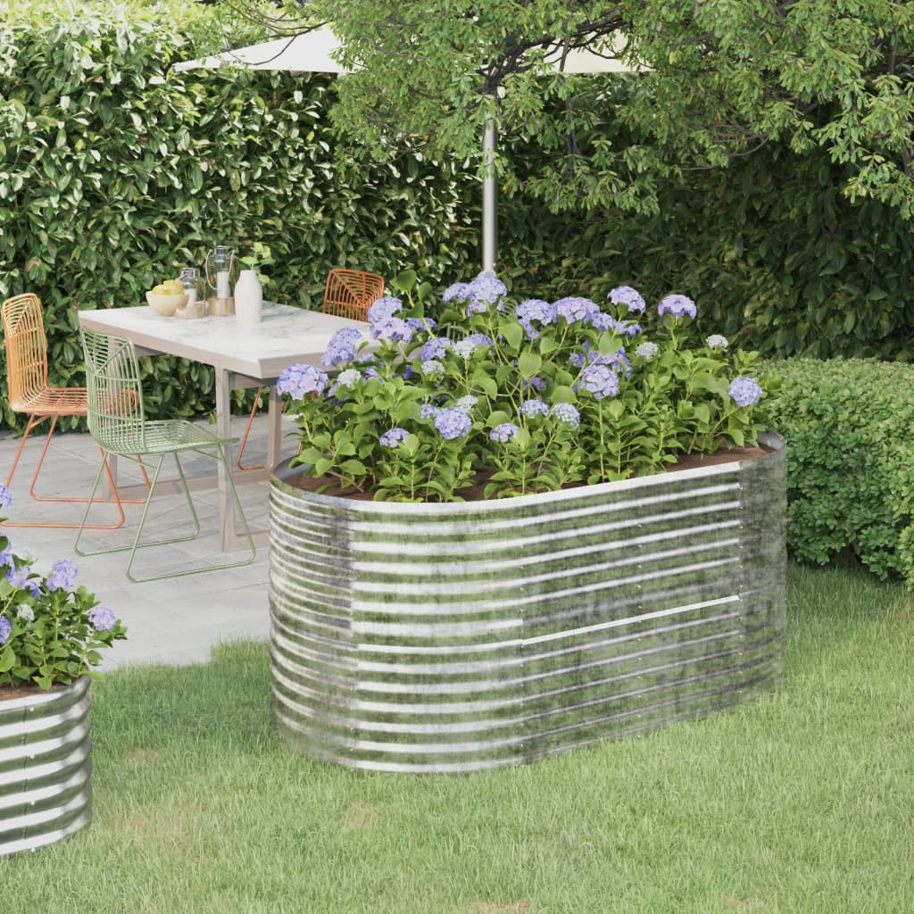 vidaXL Carré potager en acier galvanisé 152x80x68 cm argenté