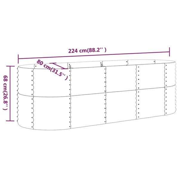 Verzinktes Stahl Hochbeet 224x80x68cm Grau