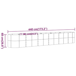 Verzinktes Stahl Hochbeet, 440 cm, Braun