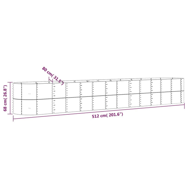 Graues Stahl Hochbeet 512x80x68 cm