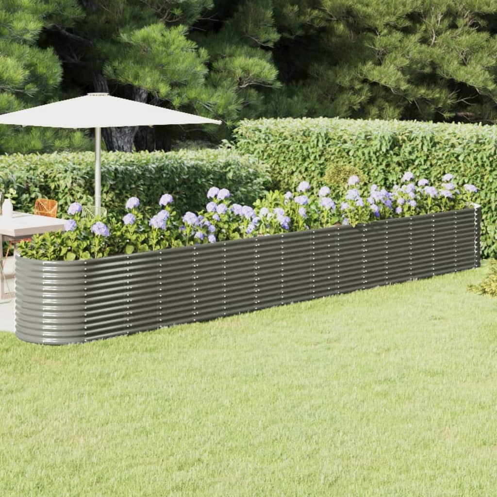 Graues Stahl Hochbeet 620x80x68 cm