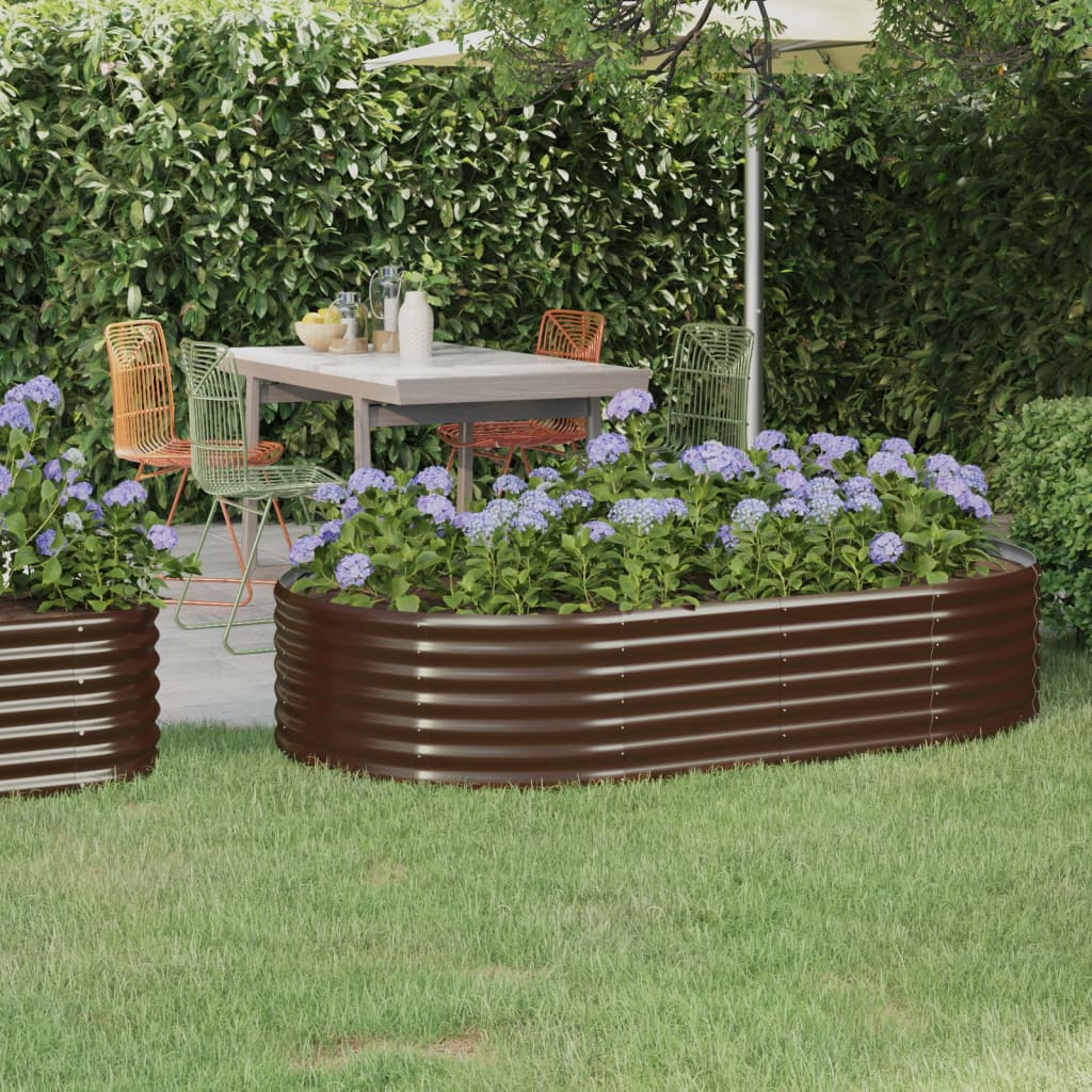 Verzinktes Stahl Hochbeet, 175x100x36 cm, Braun