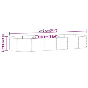 vidaXL Carré potager en acier galvanisé 249x100x36 cm Gris