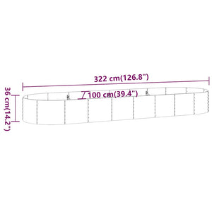 vidaXL Jardinière surélevée en acier galvanisé 322x100x36 cm anthracite