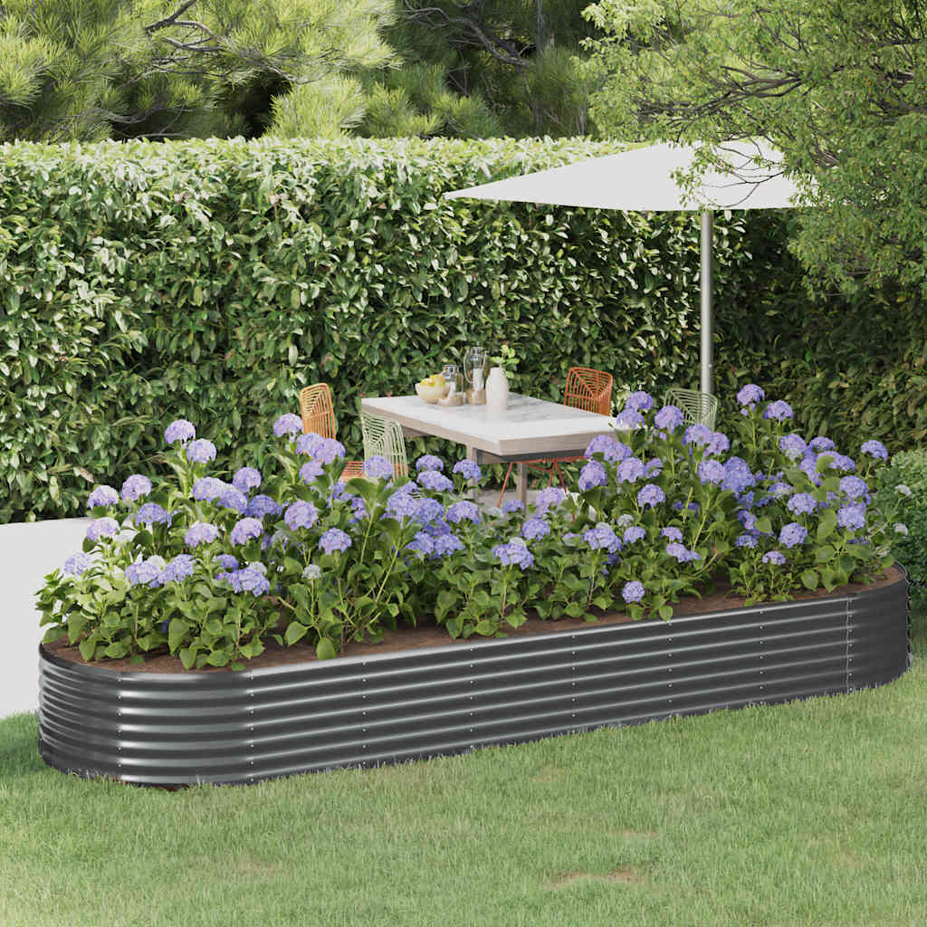 vidaXL Jardinière surélevée en acier galvanisé 322x100x36 cm anthracite