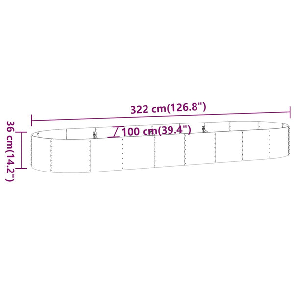 Verzinktes Stahl Hochbeet 322x100x36cm