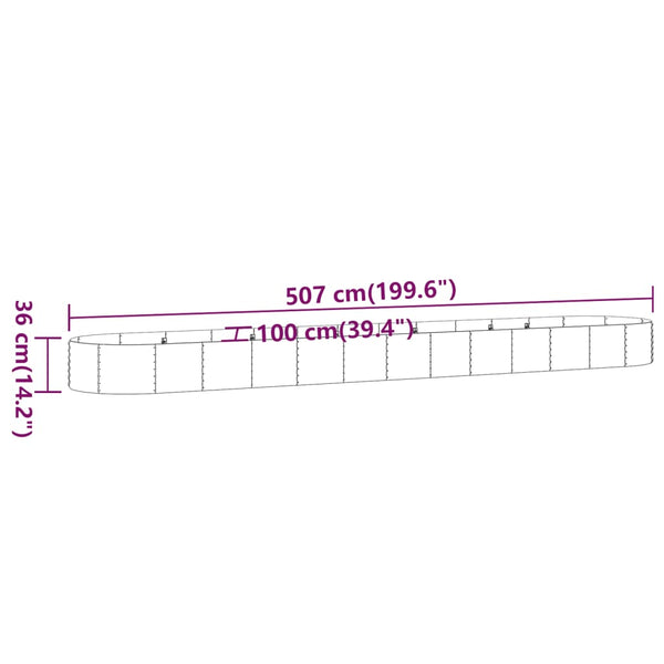 vidaXL Jardinière surélevée Acier galvanisé 507x100x36 cm Gris