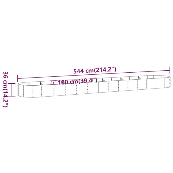 Verzinktes Stahl Hochbeet Grau 544x100x36 cm