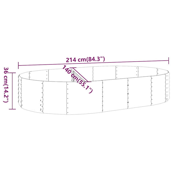 Verzinktes Stahl Hochbeet Anthrazit 214x140x36 cm