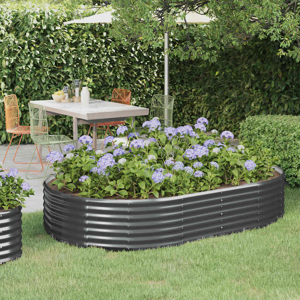 Verzinktes Stahl Hochbeet Anthrazit 214x140x36 cm