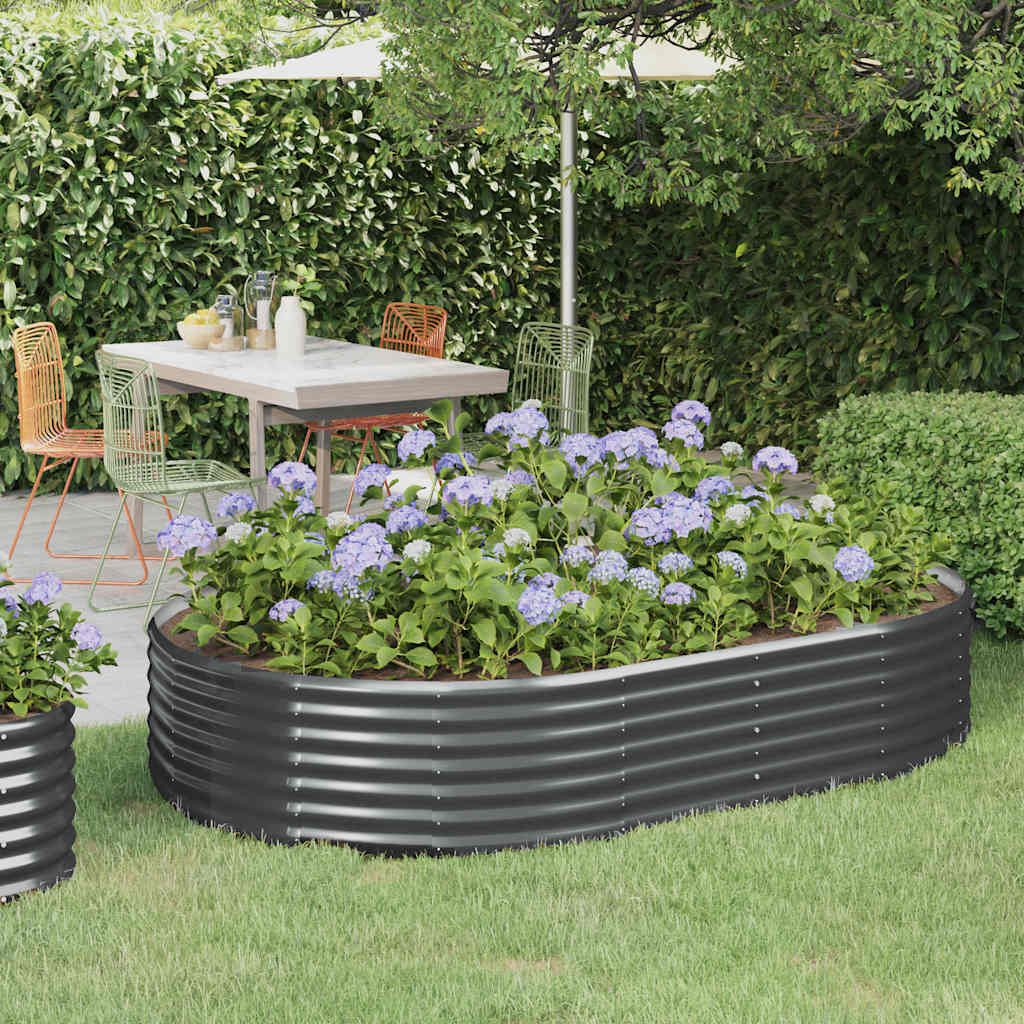 Verzinktes Stahl Hochbeet Anthrazit 214x140x36 cm