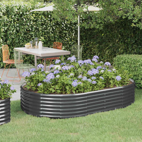 Verzinktes Stahl Hochbeet Anthrazit 214x140x36 cm