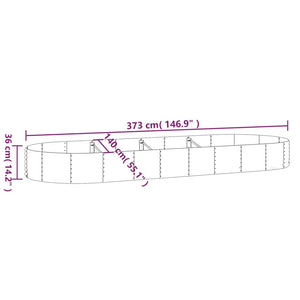 vidaXL Carré potager en acier galvanisé 373x140x36 cm anthracite