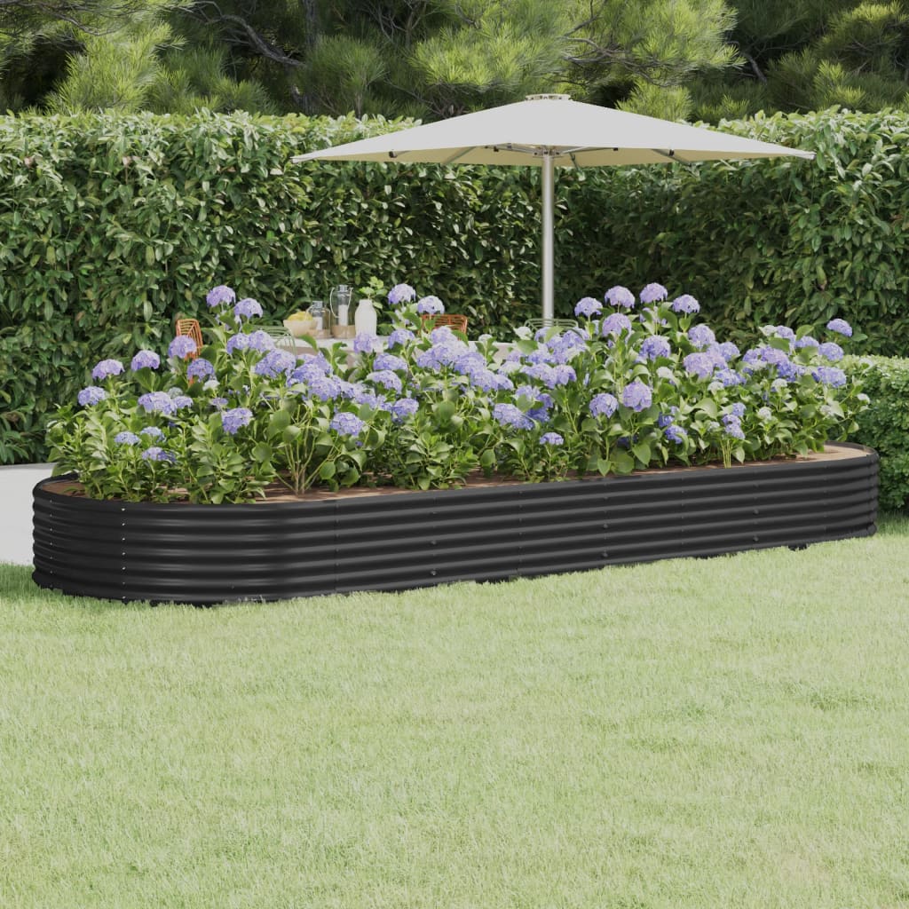 vidaXL Carré potager en acier galvanisé 373x140x36 cm anthracite