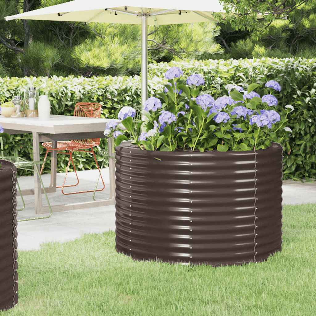 Verzinktes Stahl Hochbeet, Braun 100x100x68cm