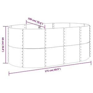 Verzinktes Stahl Hochbeet, 175x100x68 cm, Grau