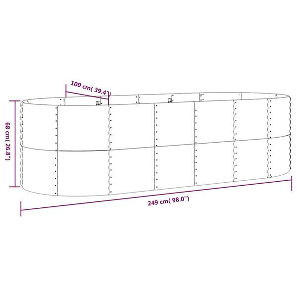 Verzinktes Stahl Hochbeet Anthrazit 249cm
