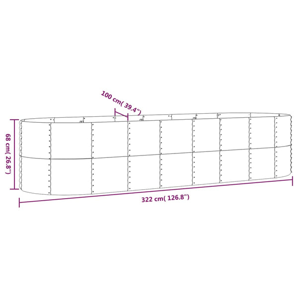 Verzinktes Stahl Hochbeet 322x100x68cm