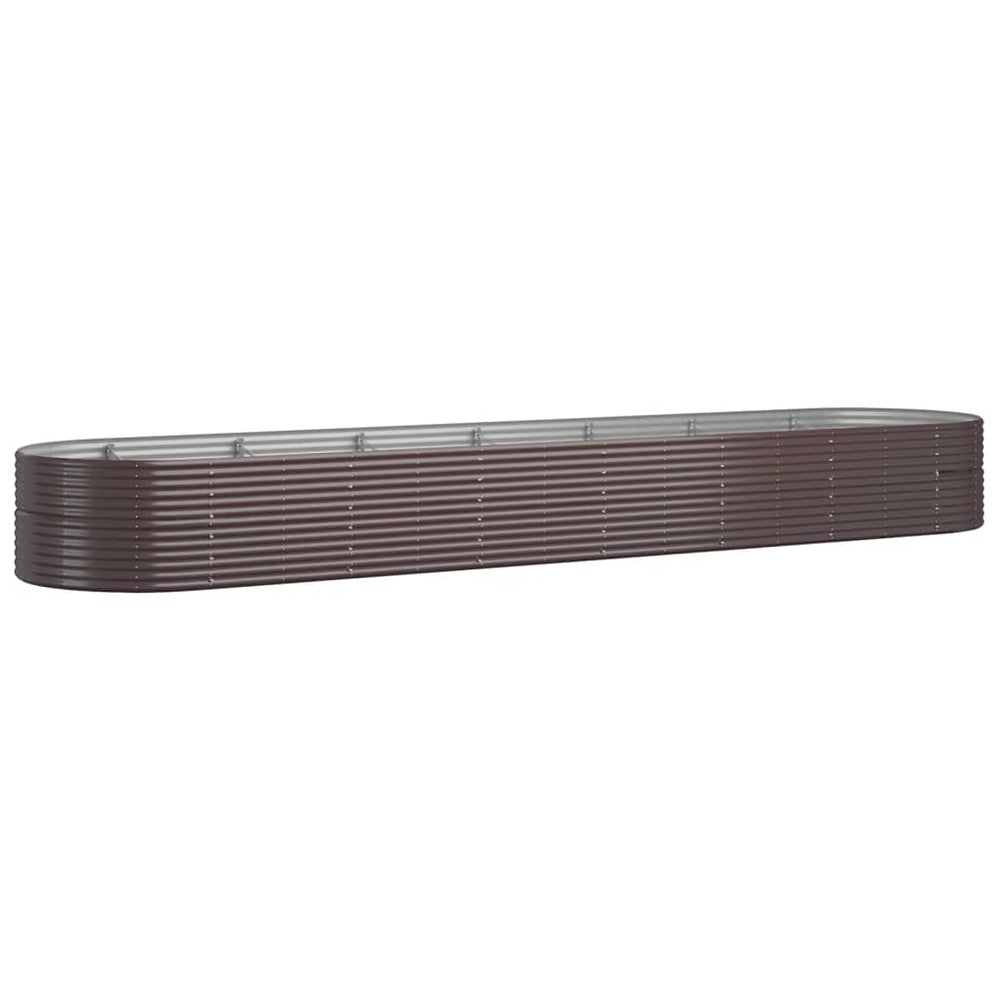 Braunes Hochbeet aus pulverbeschichtetem Stahl 584x140x68 cm