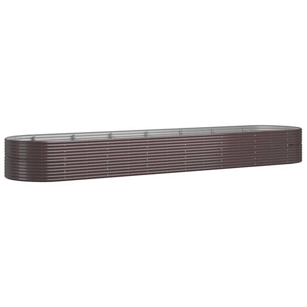 Braunes Hochbeet aus pulverbeschichtetem Stahl 584x140x68 cm