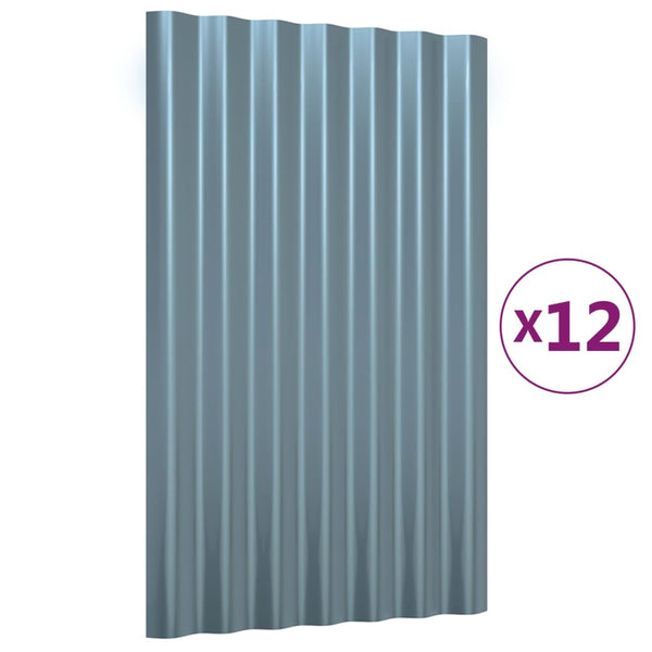 Dachpaneele Grau Verzinkt 60x36cm, 12 Stk.