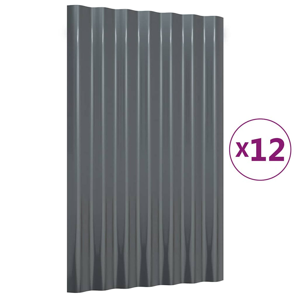 Dachpaneele 12 Stk Verzinkt Anthrazit 60x36 cm