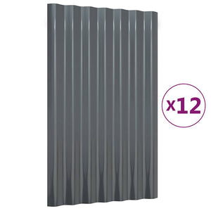 Dachpaneele 12 Stk Verzinkt Anthrazit 60x36 cm