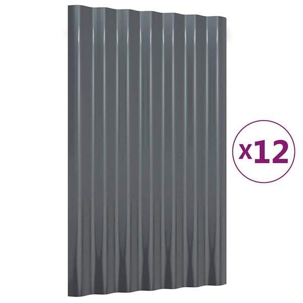 Dachpaneele 12 Stk Verzinkt Anthrazit 60x36 cm
